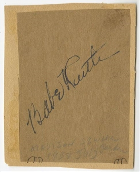 1938 Babe Ruth Signed and Dated Cut